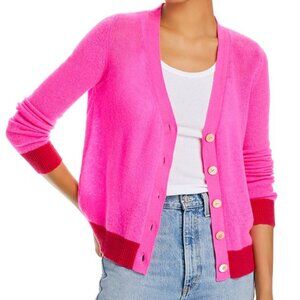 Jumper 1234 Contrast Cashmere Cardigan Sweater, Pink-- Size Medium